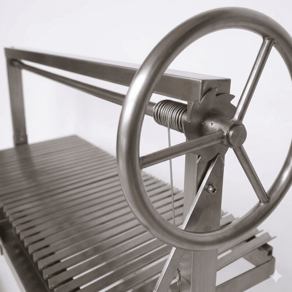 Närbild av höj- och sänkbar ratt