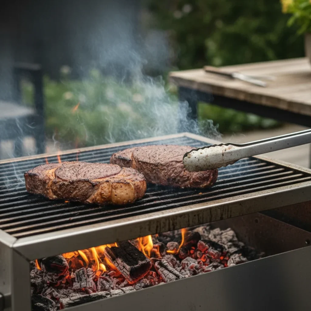 Entrecôte på vedeldad grill — temperaturer, tider, tekniker · Asadogrill